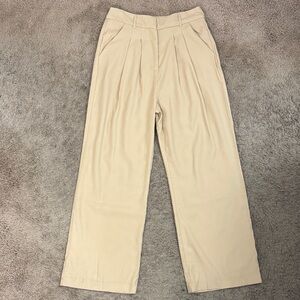 Farm Rio NWOT High-Waist Pleated Wide-Leg Pants Beige Size G/L Business Casual